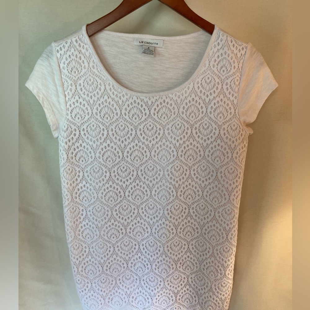 Liz Claiborne, White tee, Size Small